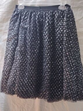 Harajuku For Target Black Star-Print Circle Skirt with Elastic Waist & Layers